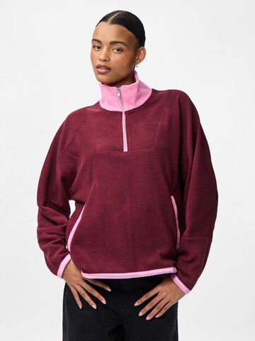 PIECES Fleece jas 'PCDebz ' in Rood: voorkant