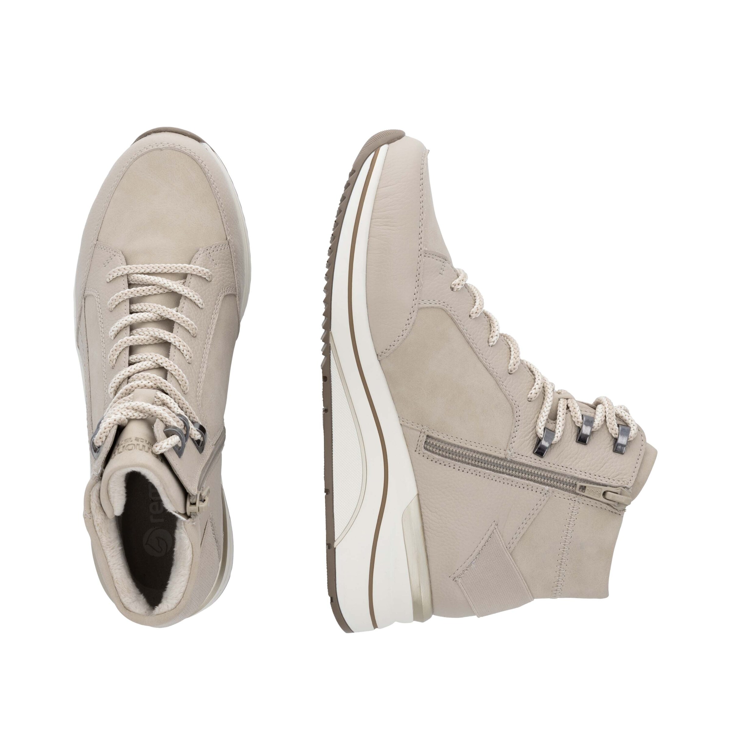 REMONTE Lace-Up Ankle Boots in Beige