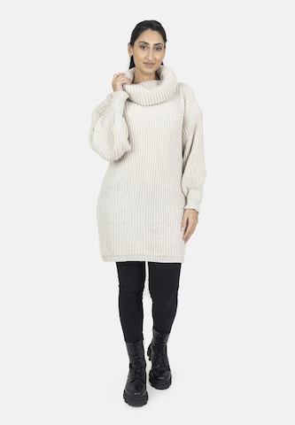 Elara Gebreide jurk in Beige: voorkant