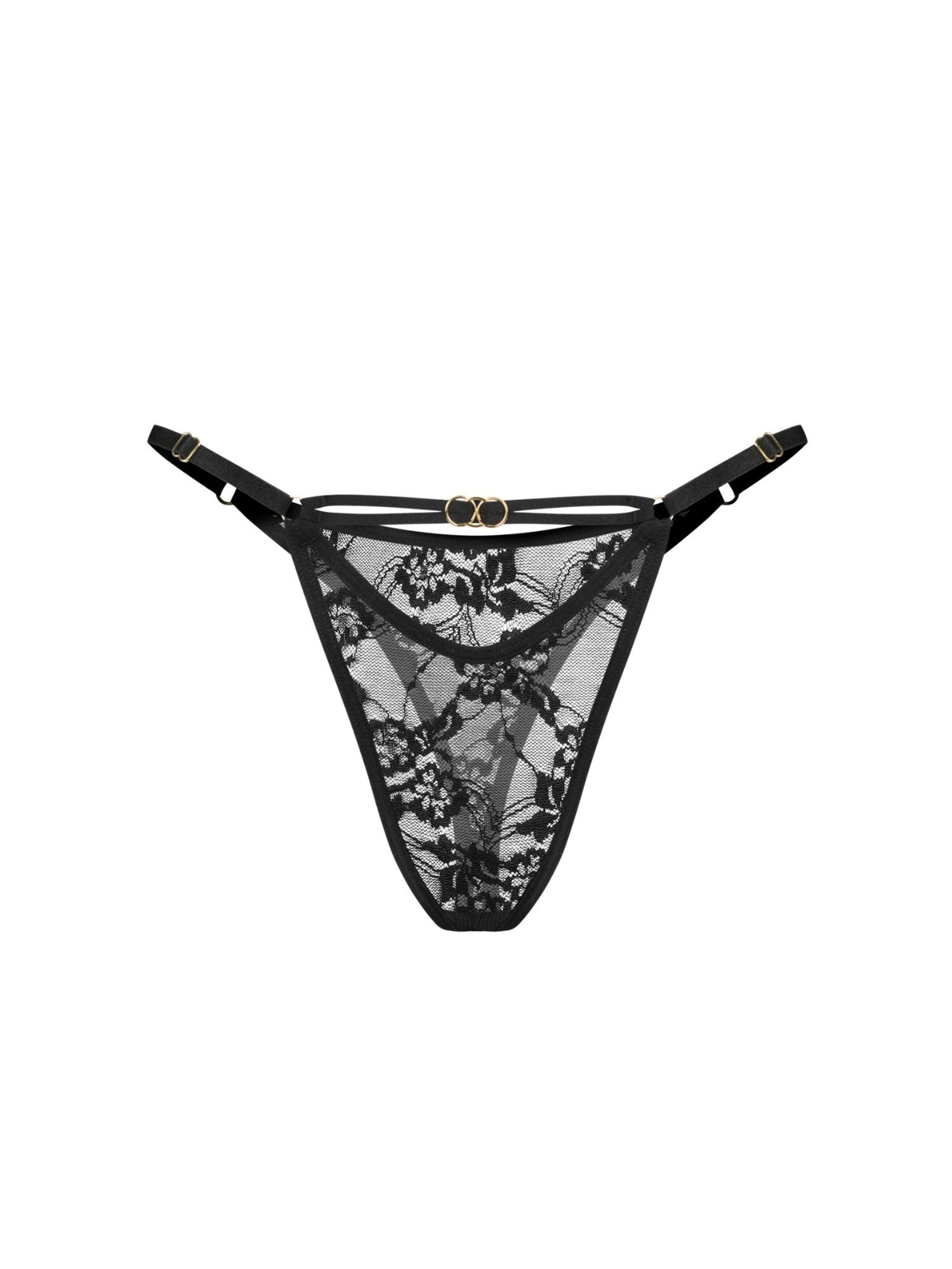 PROMEES Thong 'ashley' in Black: front