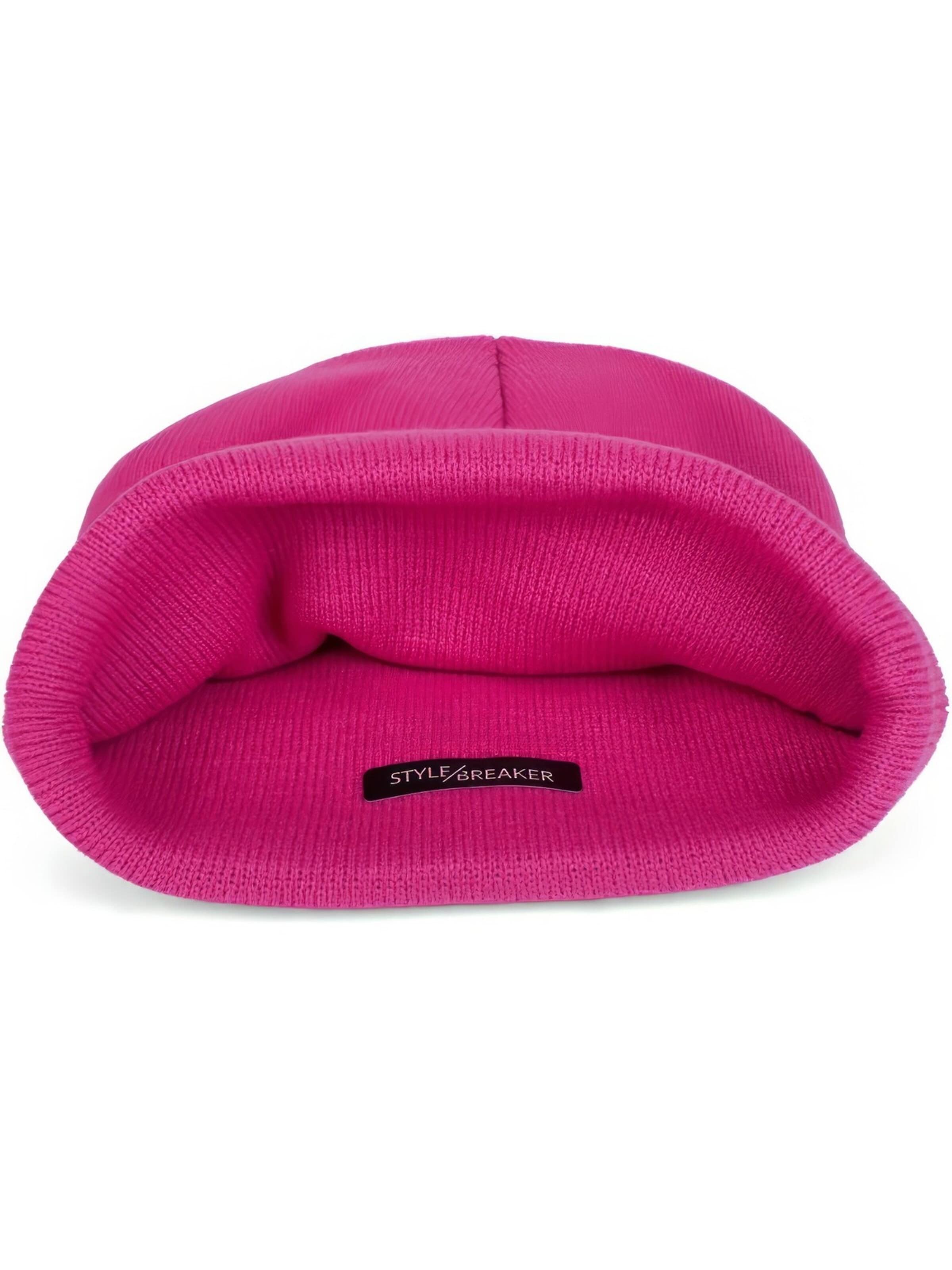 styleBREAKER Beanie 'Winter Strickmütze mit Krempe' in Pink