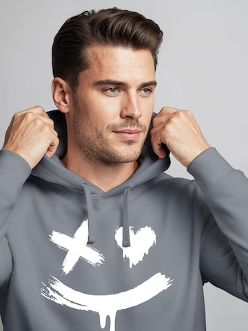 Neverless Sweatshirt 'Creepy Smile' in Grau