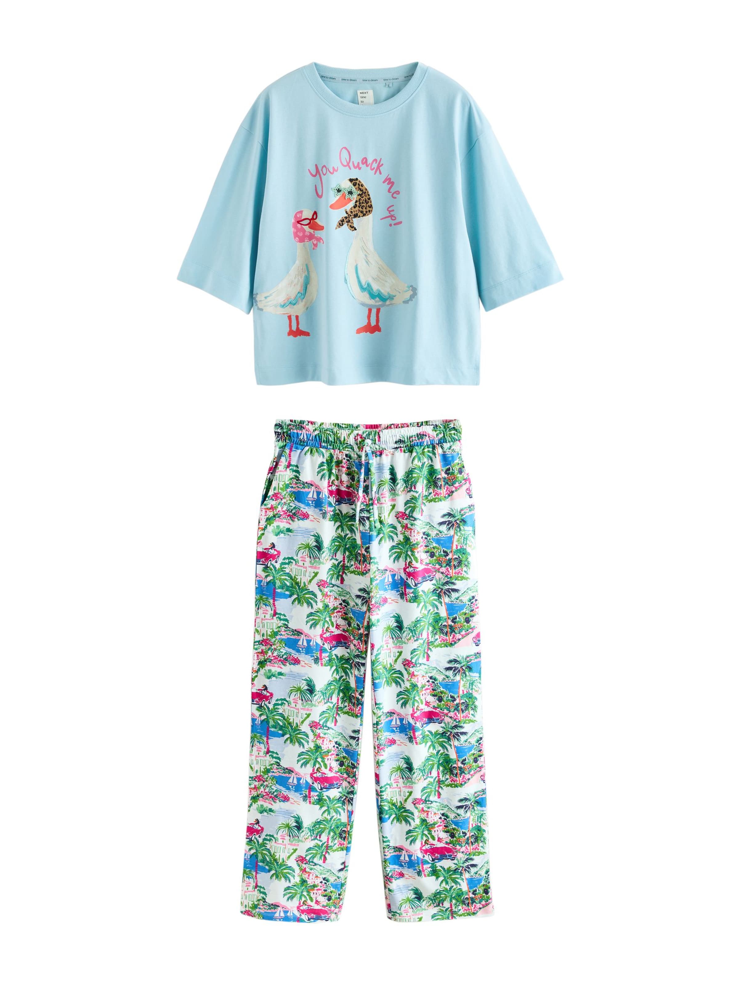 Next Pyjamas i lyseblå / lysebrun / lyserød / hvid, Produktvisning