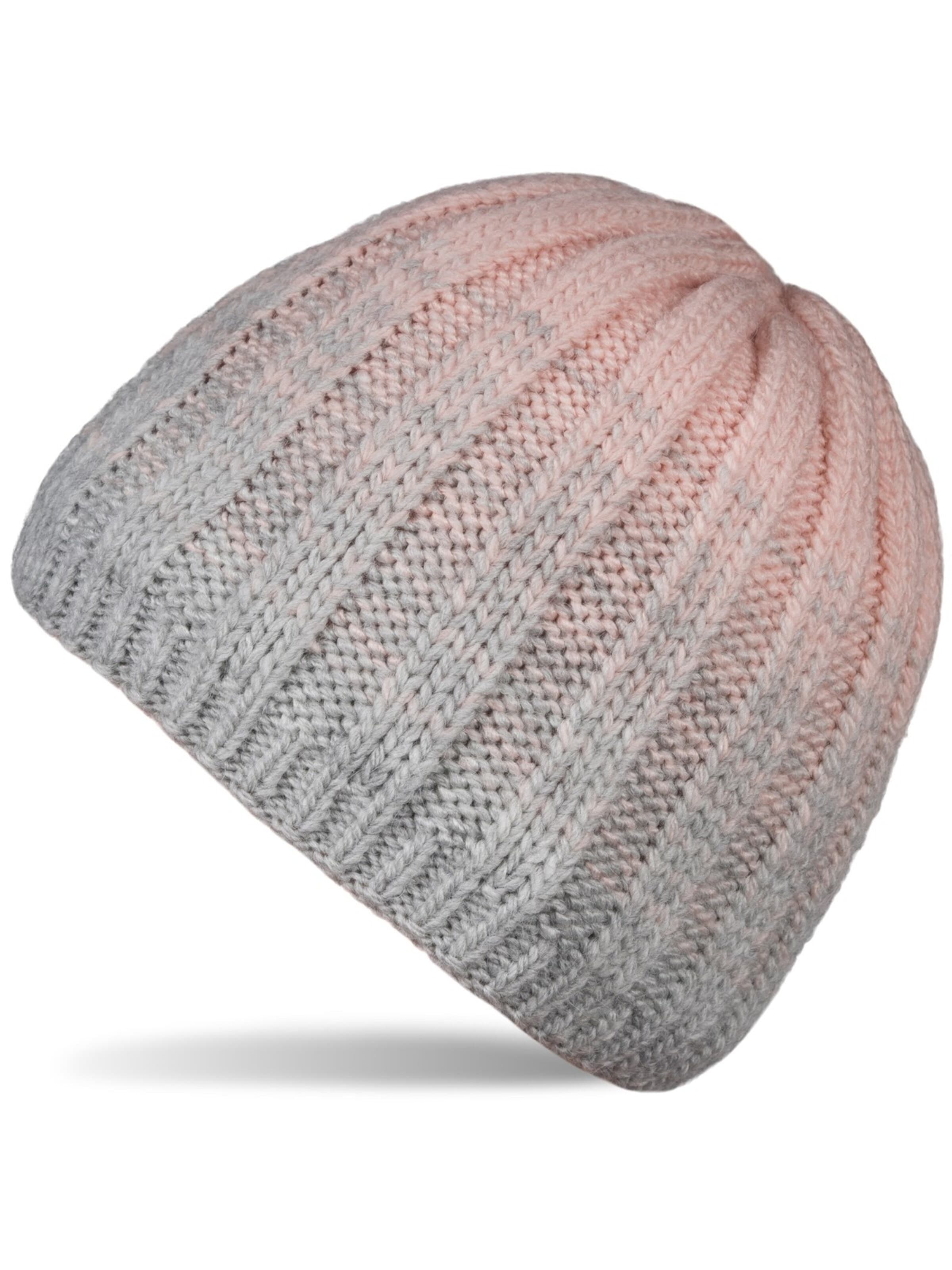 styleBREAKER Beanie 'Strickmütze Farbverlauf mit Thermo-Fleece' in Grey: front