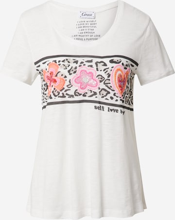 Grace Shirt 'Self Love' in White: front