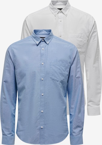 Coupe slim Chemise 'ALVARO' Only & Sons en bleu : devant