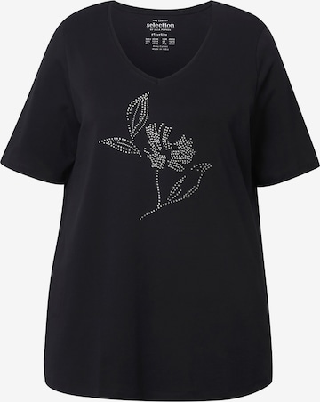 juoda Ulla Popken Marškinėliai: priekis