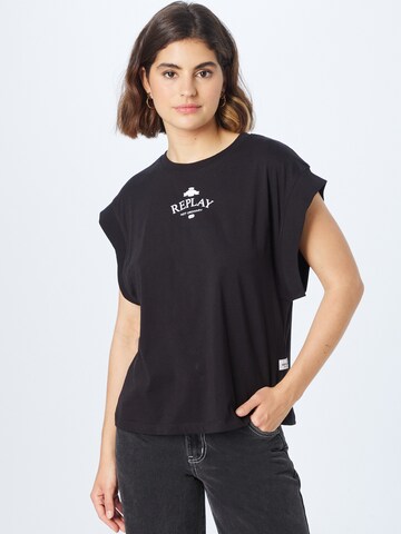 REPLAY - Camiseta en negro: frente