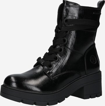 TOM TAILOR Lace-Up Ankle Boots in Black: front