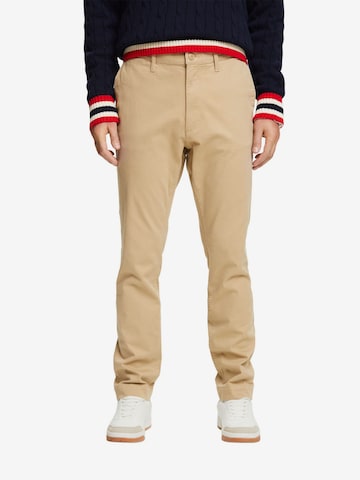 Coupe slim Pantalon chino ESPRIT en beige : devant