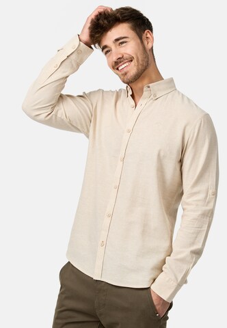 INDICODE JEANS Regular fit Button Up Shirt 'Theon' in Beige