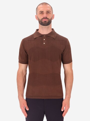 Distretto12 Shirt 'Hexagons  Zed' in Bruin: voorkant