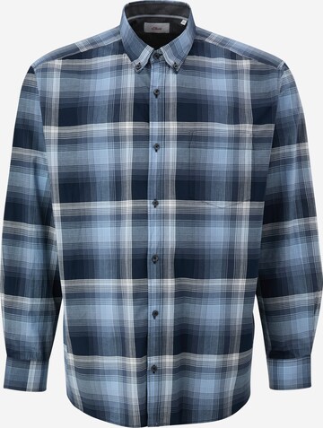 s.Oliver Men Big Sizes Button Up Shirt in Blue: front