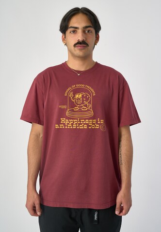 Cleptomanicx T-Shirt 'Happiness' in Rot: predná strana