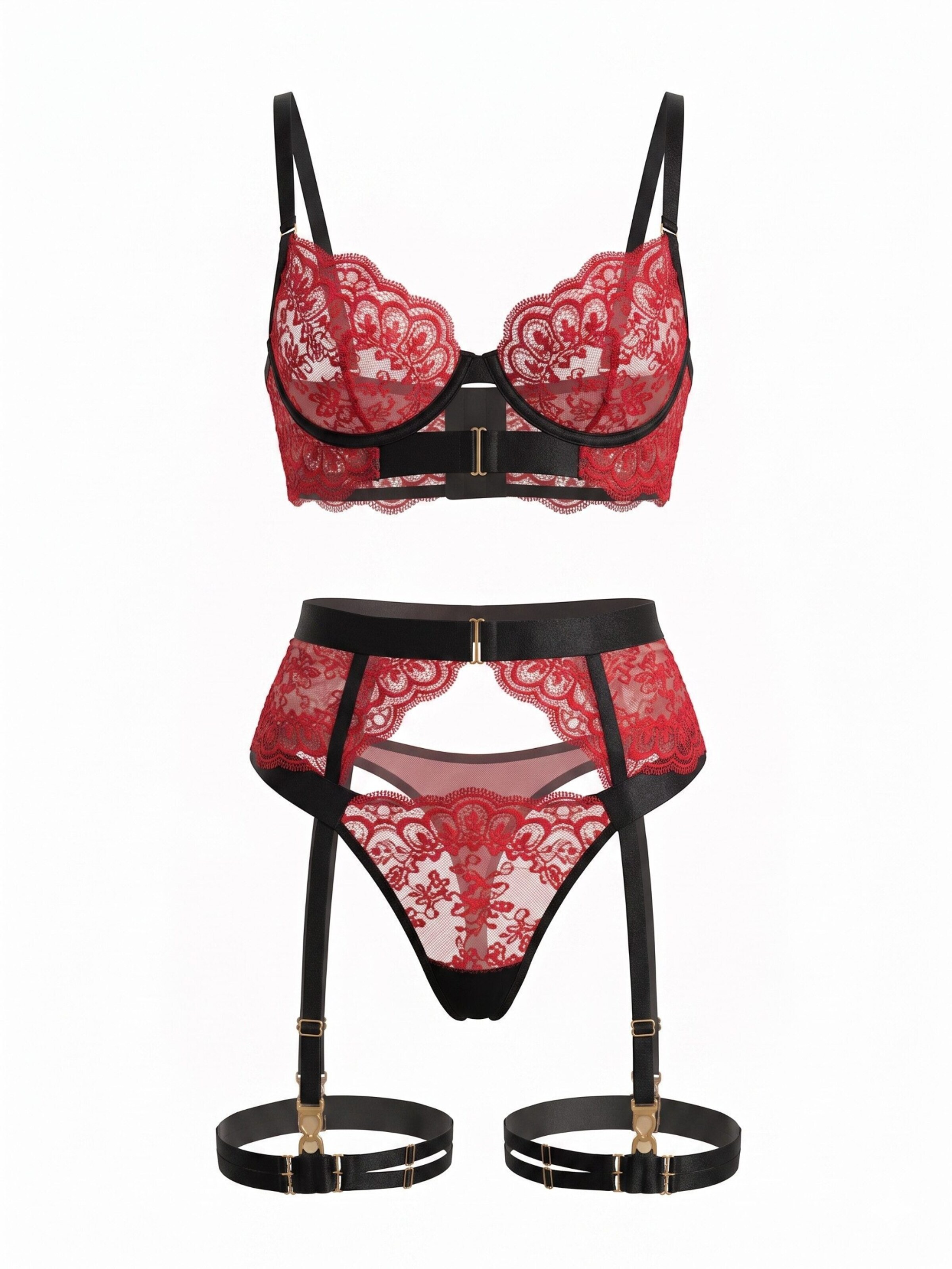 Orchibelle Underwear Sets 'Marielle' in Red: front