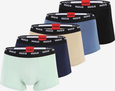 HUGO Boxershorts in beige / taubenblau / dunkelblau / mint / schwarz, Produktansicht