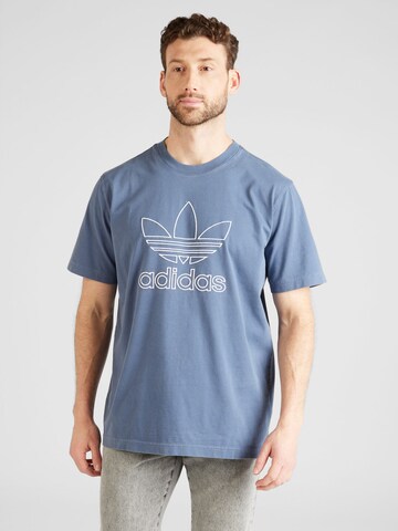 T-Shirt 'Adicolor Outline Trefoil' ADIDAS ORIGINALS en bleu : devant
