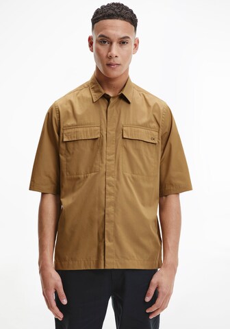 Calvin Klein Regular fit Button Up Shirt in Green: front