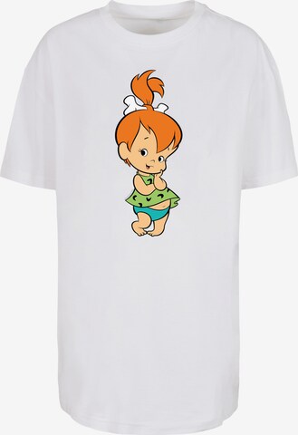 F4NT4STIC Oversized Shirt 'Familie Feuerstein Pebbles Flintstone' in White: front