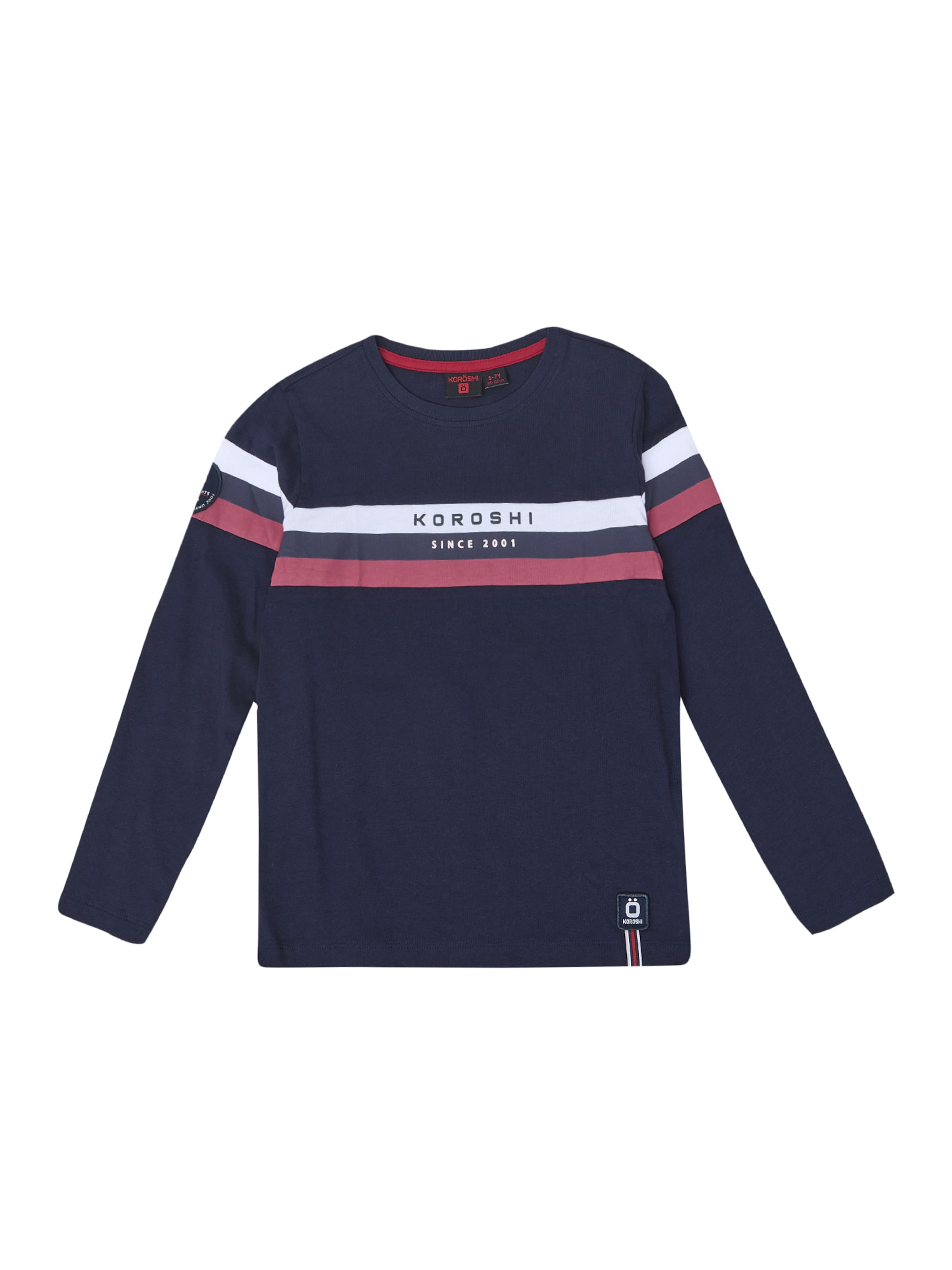 KOROSHI T-shirt i marinblå / burgunder / off-white, Produktvy