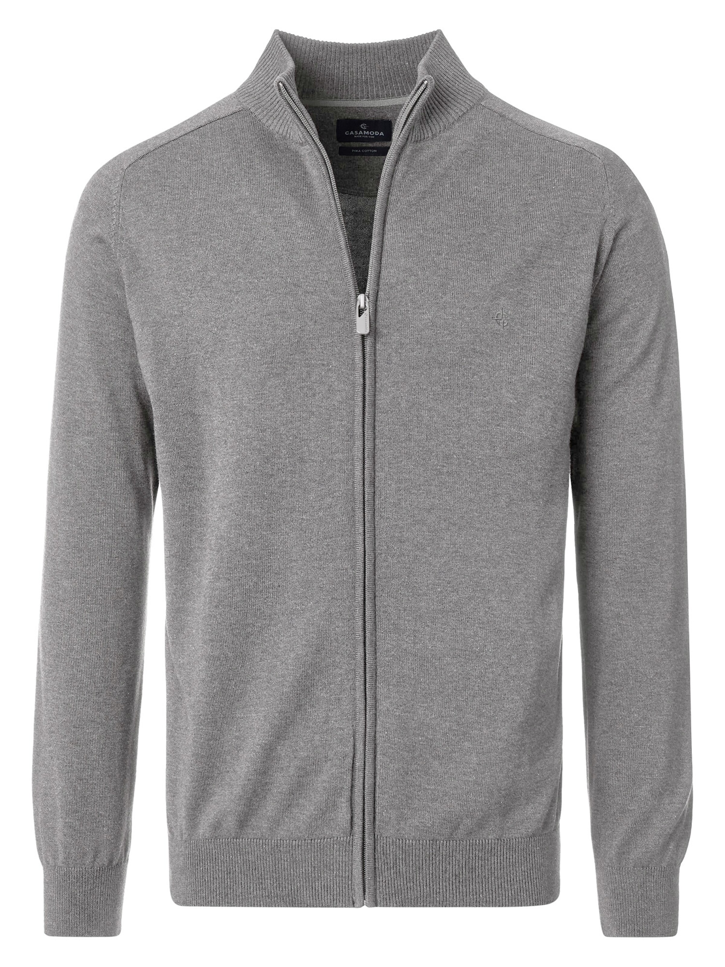 CASAMODA Knit Cardigan 'Basic' in Grey: front