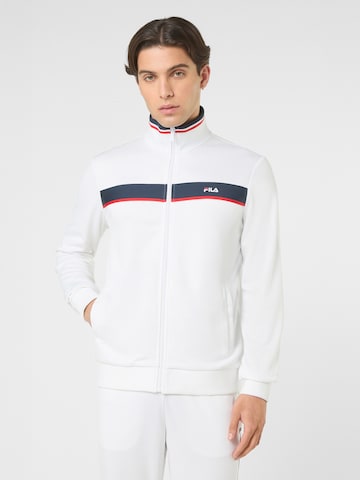 FILA - Sudadera con cremallera 'SAGANO regular taped track jacket' en blanco: frente