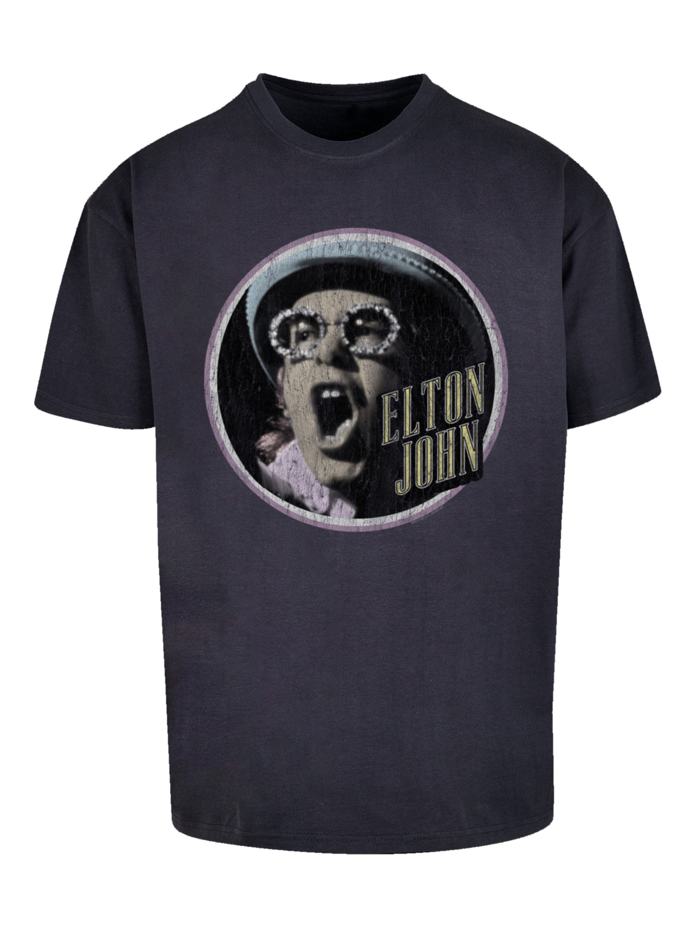 T-Shirt 'Elton John Vintage Circle' F4NT4STIC en bleu : devant