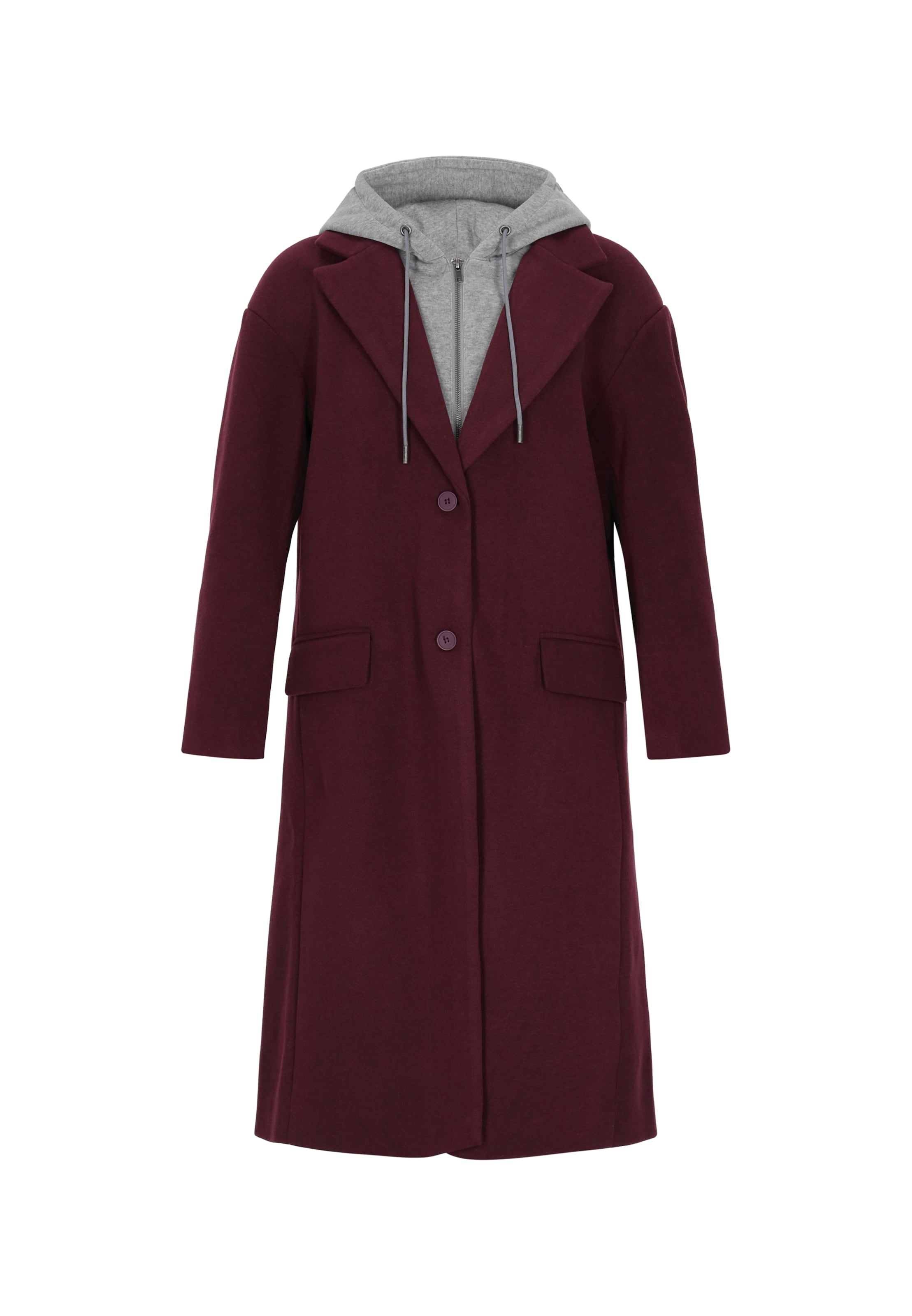 myMo ROCKS Ανοιξιάτικο και φθινοπωρινό παλτό σε γκρι μελανζέ / βουργουνδί, Άποψη προϊόντος