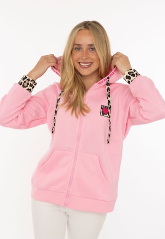 Veste de survêtement Zwillingsherz en rose : devant