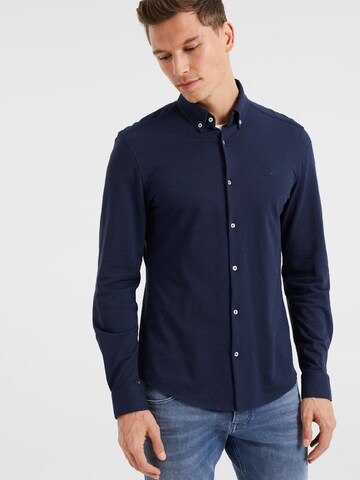 WE Fashion Slim fit Button Up Shirt in Blue