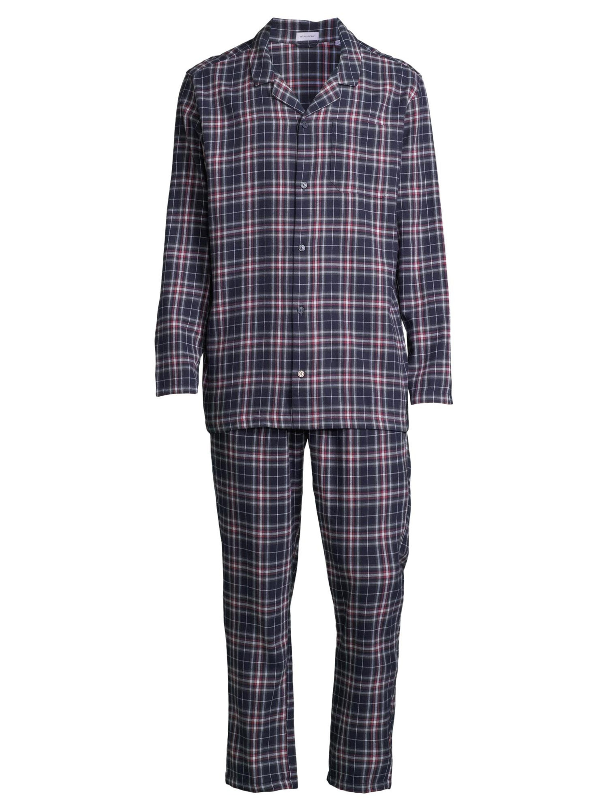SEIDENSTICKER Pyjama lang 'Flanell'‌‌ in Blau: Vorderseite