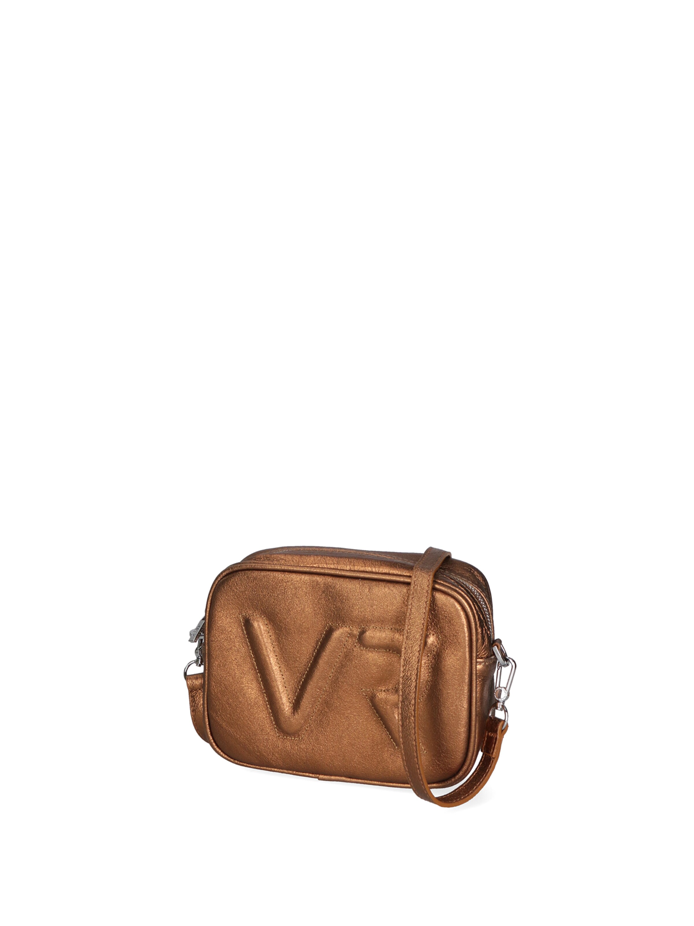 Borsa a tracolla 'Borsa a Tracolla Donna Pelle Laminata con Zip' di Virginia Rhinè in marrone