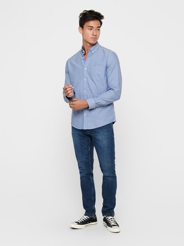 Coupe slim Chemise 'Alvaro' Only & Sons en bleu