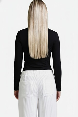 Cotton Candy Rollkragen-Langarmshirt in Schwarz