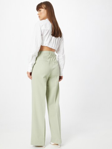 Another Label Wide leg Trousers with creases 'Moore' in Green