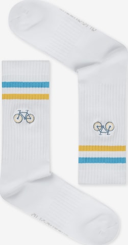 GREENBOMB Socks 'Bike Loop' in White: front
