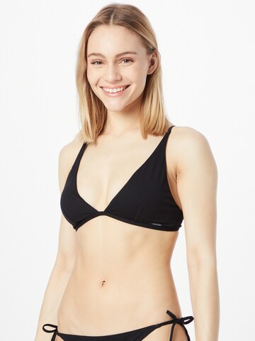 Calvin Klein Swimwear Triangle Bikini Top in Black: front