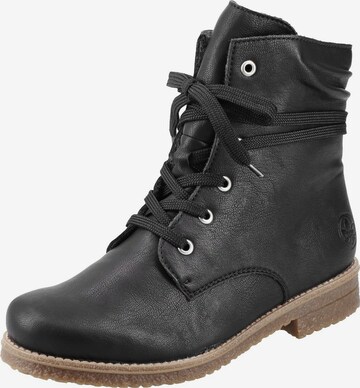 Rieker Lace-Up Ankle Boots in Black: front