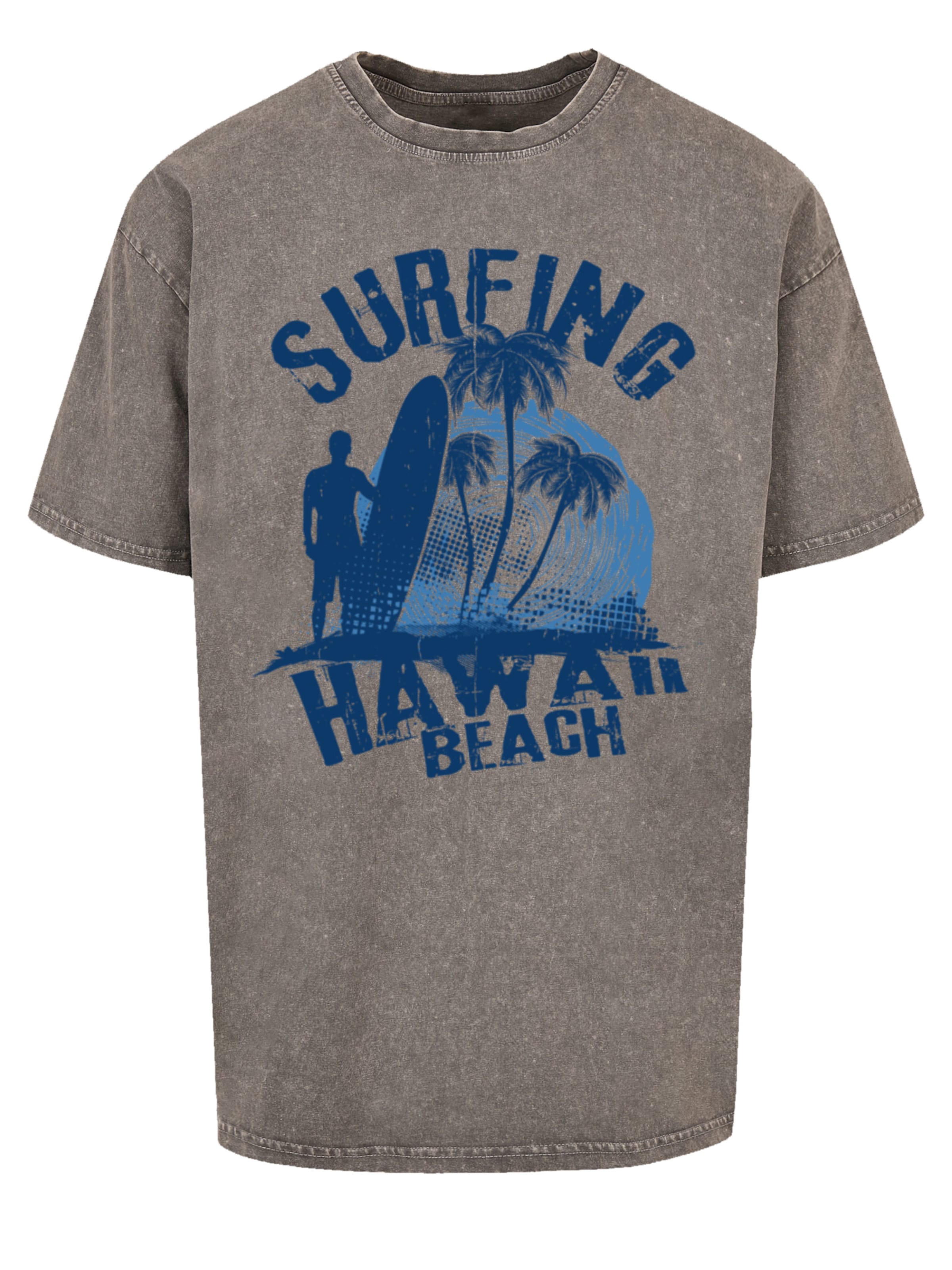 F4NT4STIC Shirt 'Hawaii Surf Beach Summer' in Grijs: voorkant