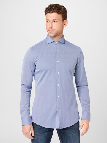 BOSS Slim fit Business Shirt 'Hank' in Blue: front