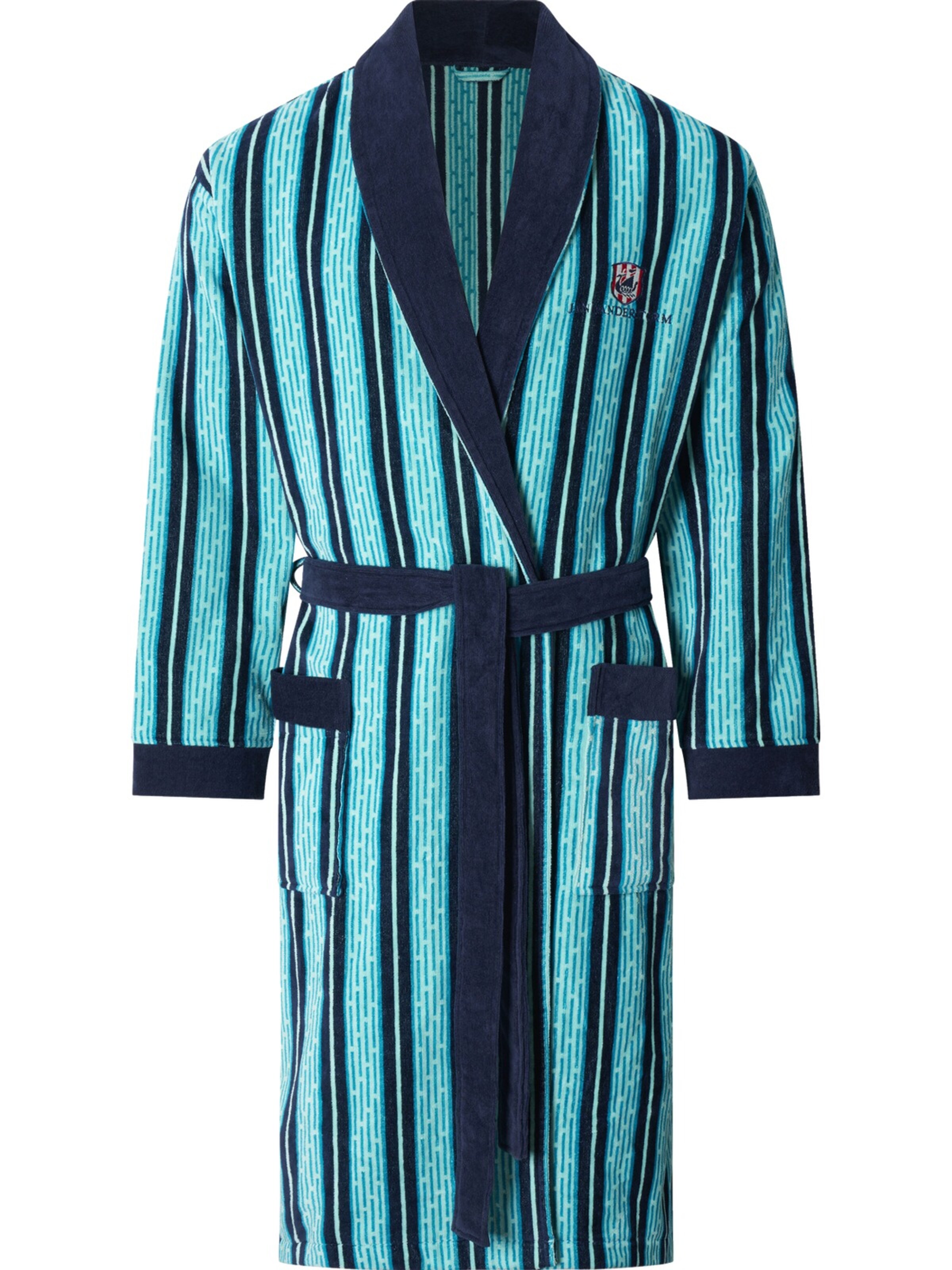 Jan Vanderstorm Short Bathrobe 'Bekan' in Blue: front