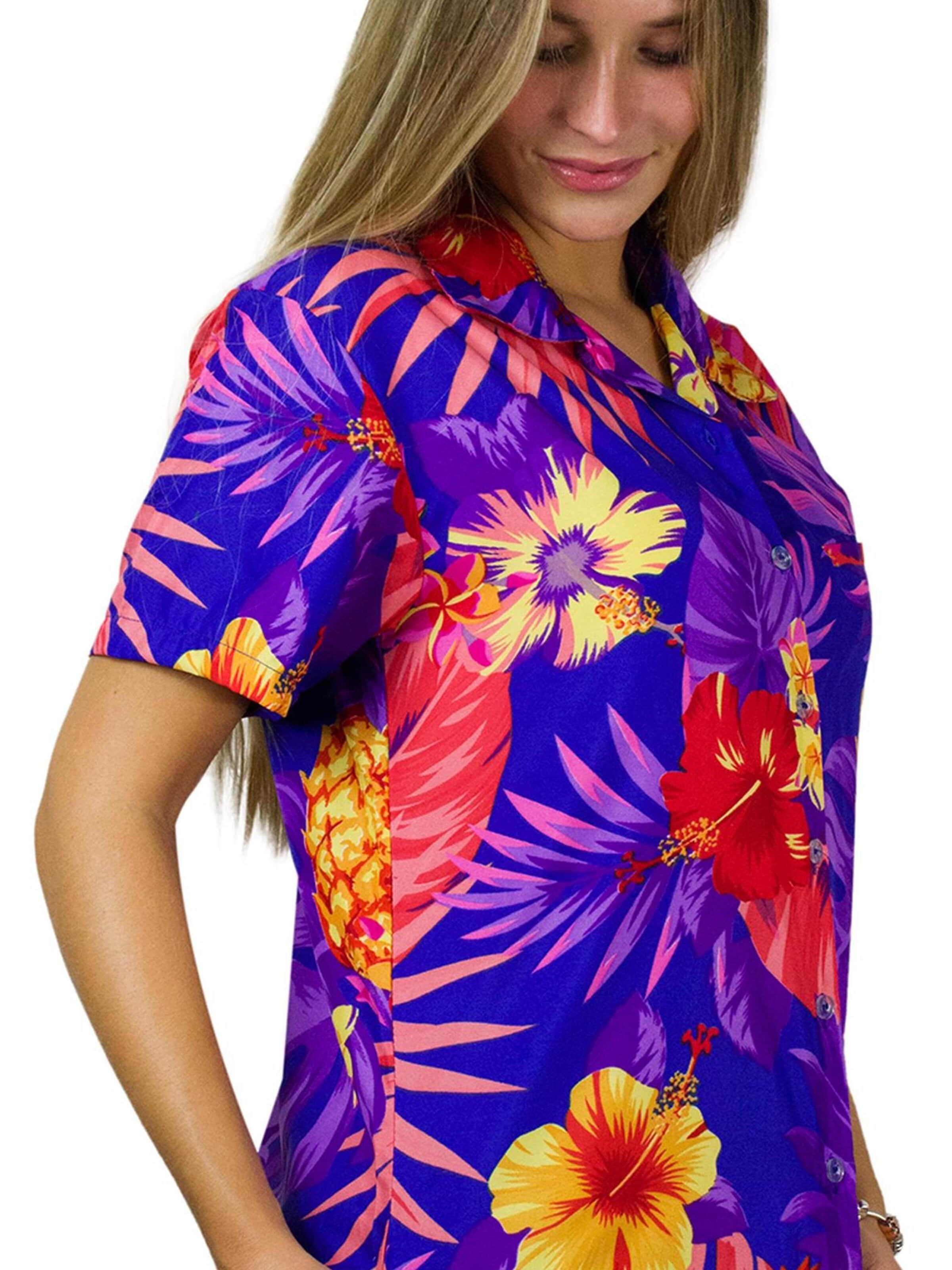 Camicia da donna 'Pineapple' di King Kameha in blu