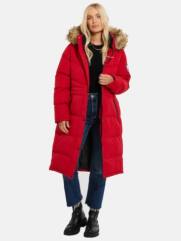 Threadbare Winter Coat 'Arnie' in Red: front