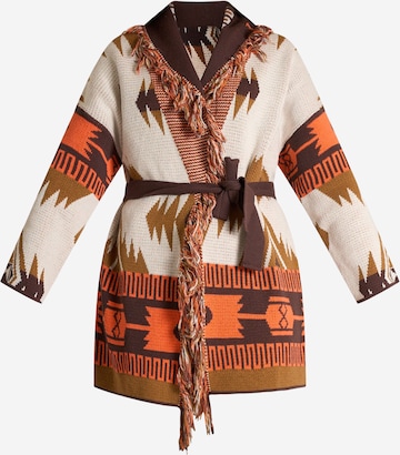 ViCOLO Strickjacke 'Folk-Chic' in Braun: Vorderseite
