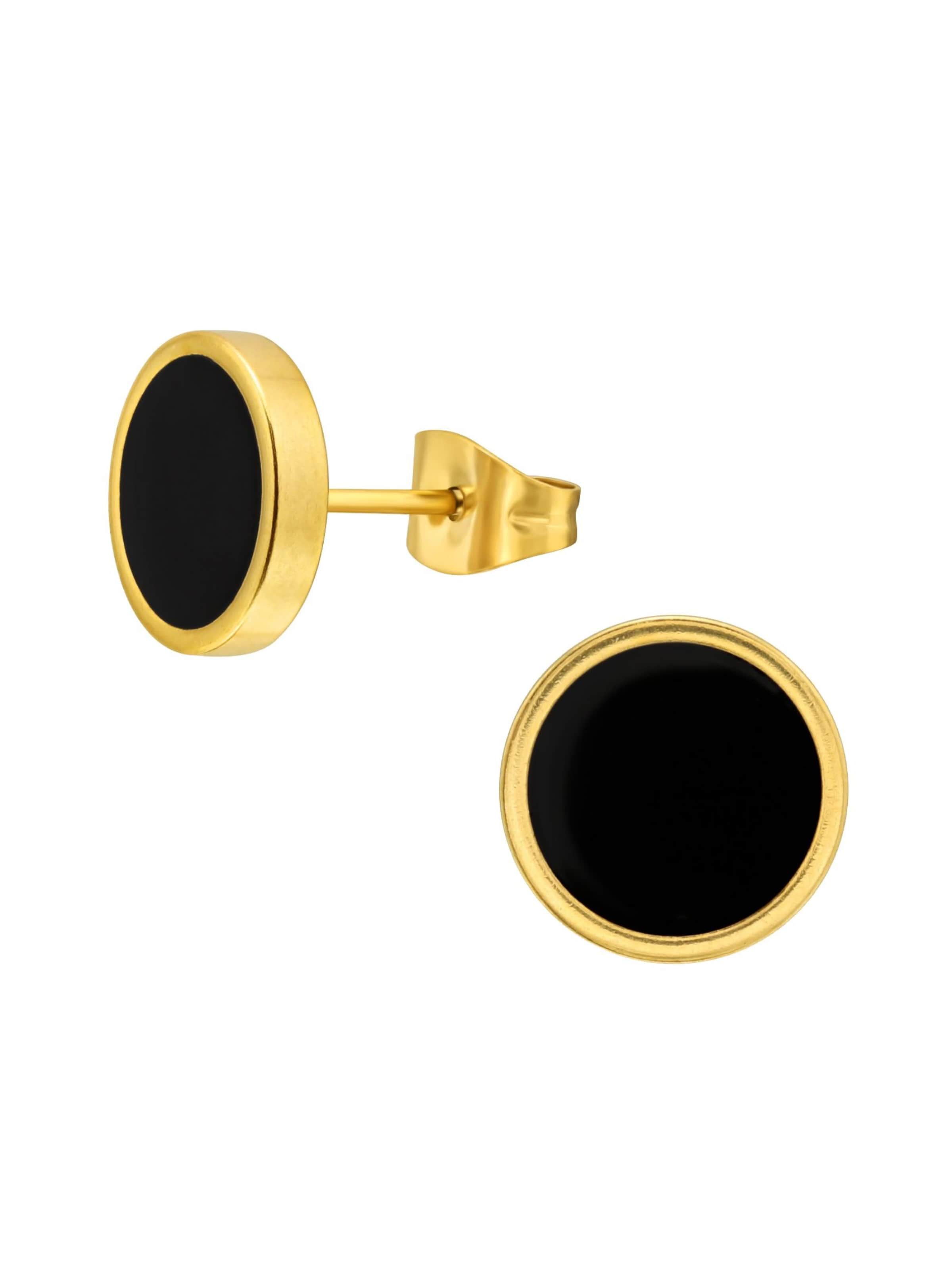 Maxte Ohrringe 'Ohrstecker Rund 10 mm aus Hochglanzpoliertem Chirurgenstahl'‌‌‌‌‌‌‌ in Gold: Vorderseite