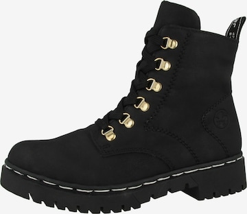 Rieker Lace-Up Ankle Boots in Black: front