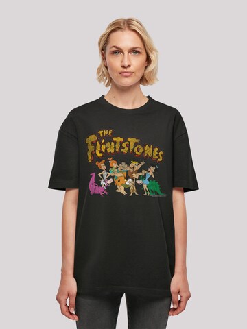 F4NT4STIC Oversized Shirt 'The Flintstones Group Distressed' in Black: front