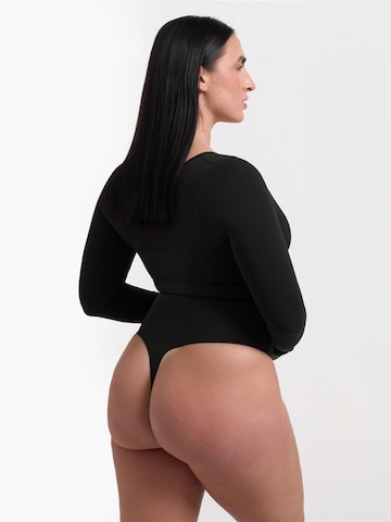 creamy Shaping Bodysuit 'Bodysuit Sculpting Shapewear Longsleeve mit String' in Black