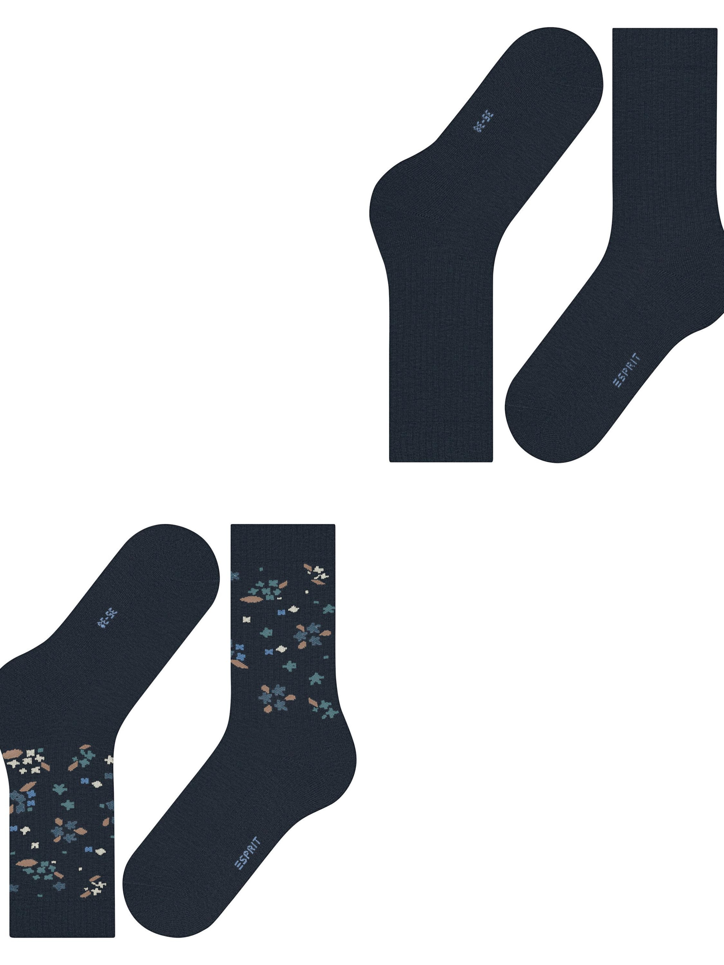 ESPRIT Socks 'Flower Rib 2-Pack' in Blue