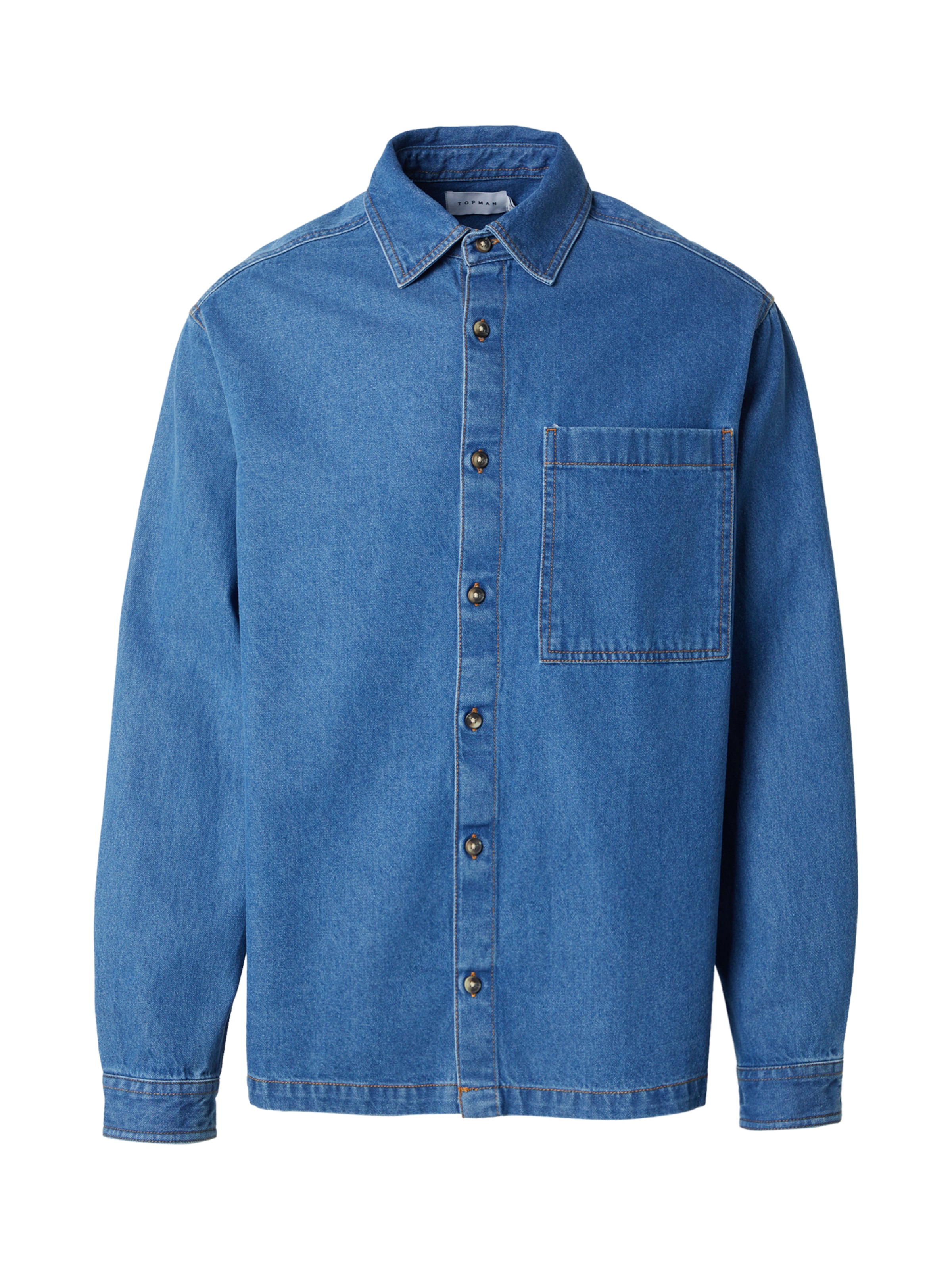 TOPMAN Regular fit Button Up Shirt in Blue: front